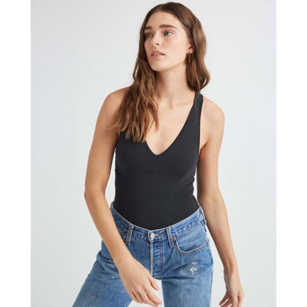NWT Richer Poorer Soft Stretch Modal V-Neck Bodysuit in Evergreen Size XS